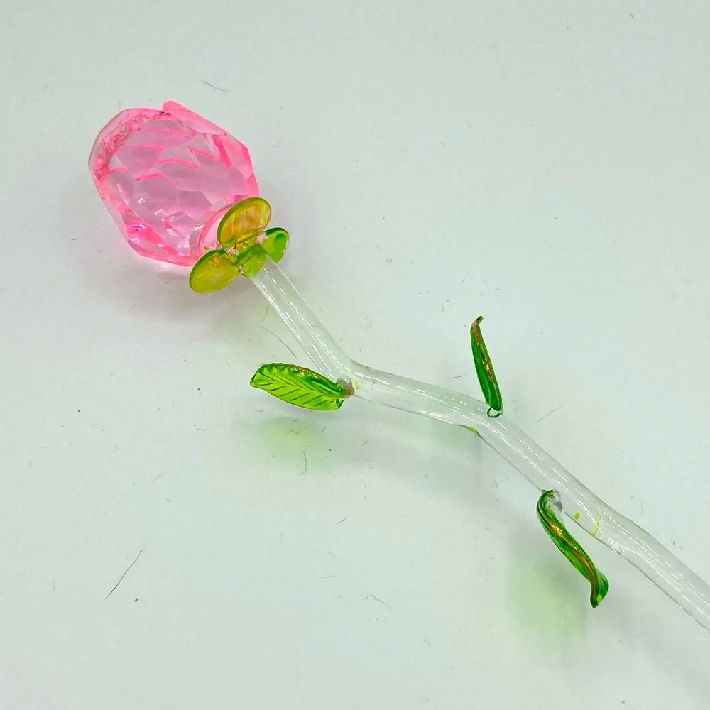Cut Glass Rosebud Stems - Pinks